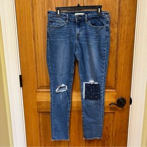 Levis 711 Skinny Knee Patch Jeans, Size 30